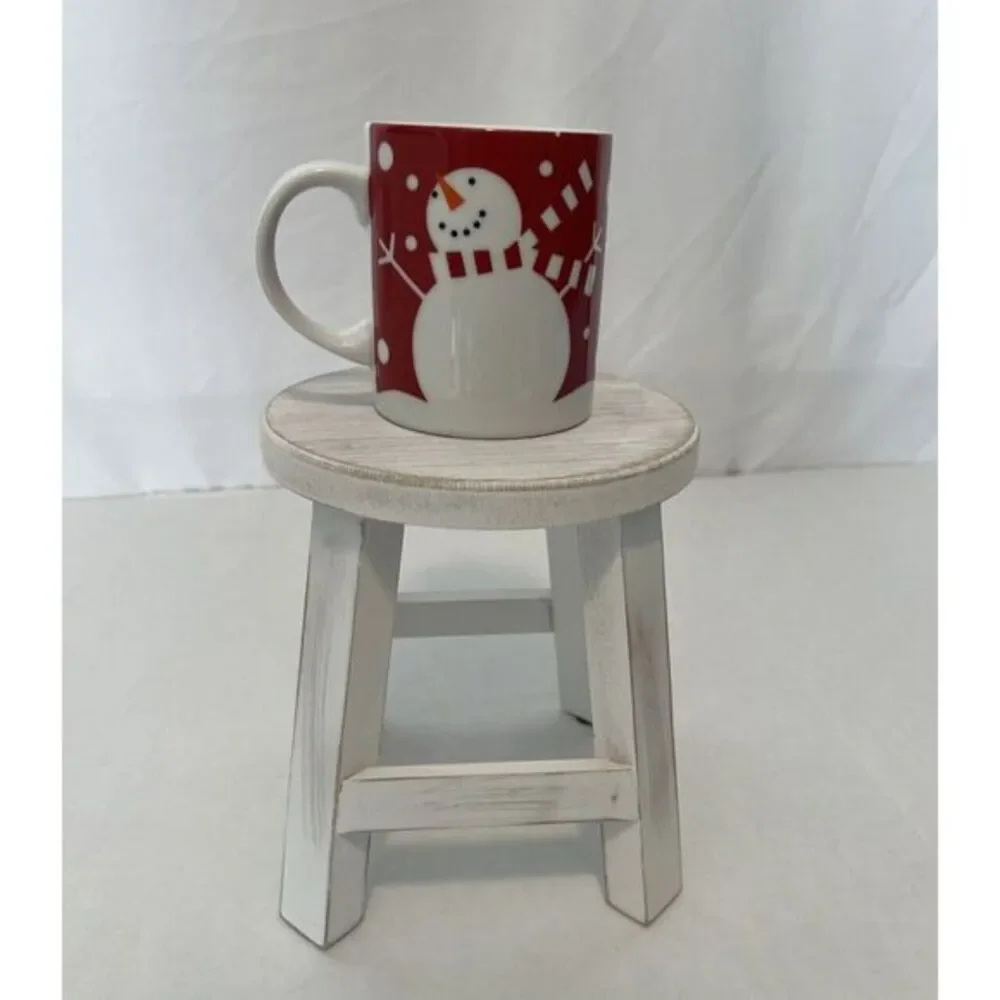 Crate and Barrel Snowman with Muffler‎ Red Coffee Mug Winter Holiday Cocoa Cup